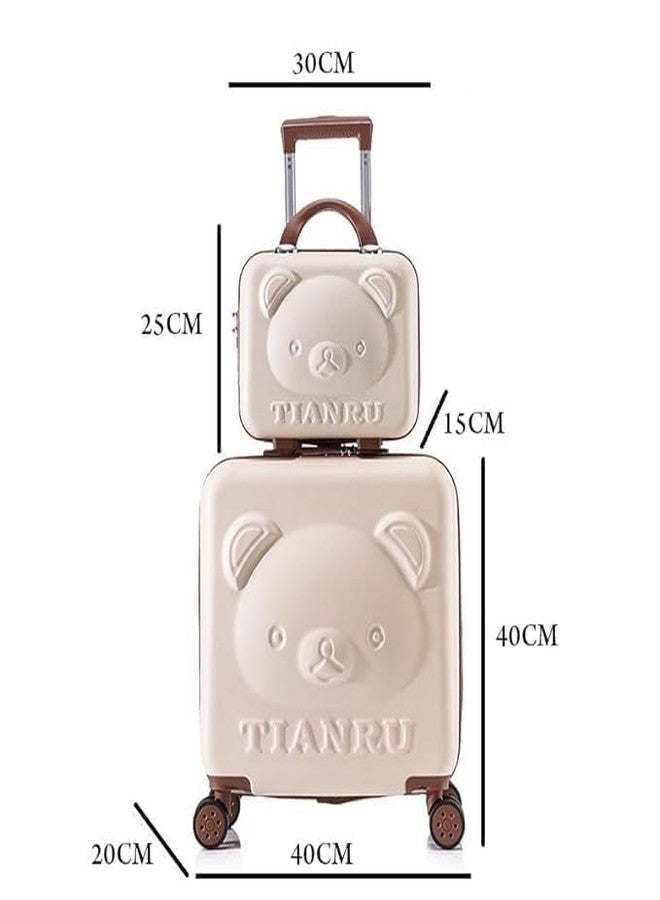 جيكرينا حقيبة سفر لطيفة بتصميم دب كرتوني، حقيبة سفر للأطفال والطلاب، حقيبة سفر بكلمة مرور، صندوق سفر، حقيبة سفر للذكور والإناث [أخضر وبني] - Image 2